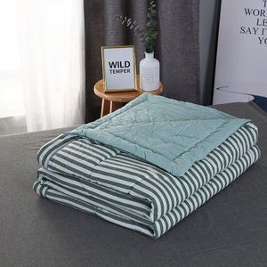 Zomer Gewassen Katoen Airconditioning Quilt Zachte Ademende Deken Dunne Streep Plaid Dekbed Bed Cover Dekbed Beddengoed Sets