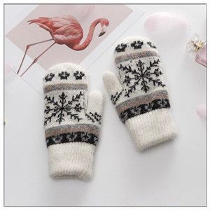 Mode Dame Winter Warme Wanten Vrouwen Gebreide Sneeuwvlok Plus Fluwelen Dikke Rijden Winddicht Volledige Vinger Handschoenen H52