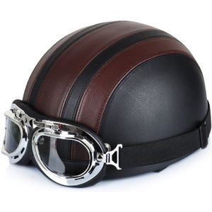 Brand Vintage Motorhelm Open Gezicht Retro Half Helmen Moto Motocicleta Capacete Casco Casque Kask Met Bril