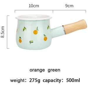 500Ml Emaille Melk Pot Met Houten Handvat Gasfornuis Inductie Cooke Baby Ontbijt Melk Koffie Steelpan Kookgerei