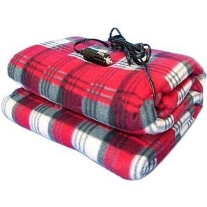 Auto Elektrische Verwarmde Polar Fleece Rode Plaid Warm Gooi Reizen Elektrische Deken Verwarmde Mat Tapijten voor Outdoor Reizen
