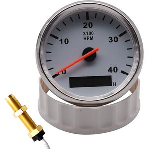 85Mm Toerenteller + Sensor Auto Boot Tacho Marine Tacho Meter Met Lcd Urenteller 4000 Rpm Boot Toerenteller 12V/24V Rode Backlight