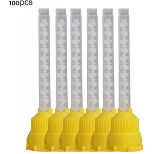100/50Pcs Tandheelkundige Materialen Tandheelkunde Siliconen Rubber Transport Mengen Hoofd Wegwerp Indruk Nozzles Mengtips Mengen Buis