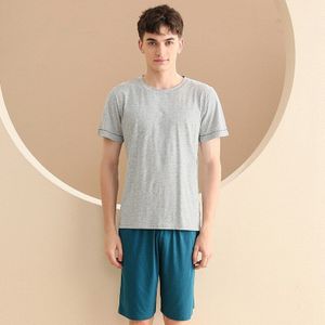Zomer Modale Pyjama Casual Pyjama Shorts Voor Mannen Effen Kleur Pyjama Sets Mannelijke Comfortabele Cool Nachtkleding Shorts Thuis Suits