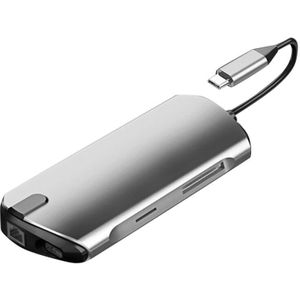 8-In-1 Usb Hub Naar Type C Data Hub Met 8-Poort Sd/Tf/usb 3.0 Hdmi Reader Type C Pd Opladen En Gigabit Ethernet Poort