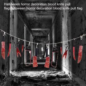 Scary Halloween Banner Hotel Outdoor Party Decoratie Horror Prop Ktv Thuis Indoor Bar Opknoping Bloody Guirlande Pvc Festival