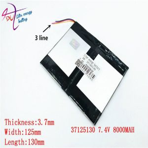 3 lijn 37130125 7.4V 8000mAH Li-Ion batterij voor M6, M6Pro, M6Pro 3G, freelander PD800 Tablet PC, 37125130