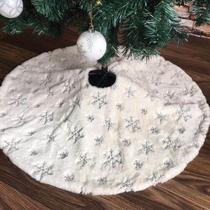 90/120Cm Wit Flanellen Geborduurd Sneeuwvlok Kerstboom Rok Kerst Jaar Woondecoratie Tool Super Soft Cover