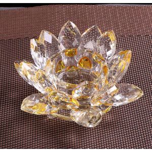 Handgemaakte Crystal Lotus Flower Kandelaar Miniatuur Crystal Craft Glazen Kaarshouder Home Decor Accessoires Ornament