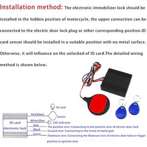Anti diefstal Motorfiets Verborgen lock systeem met Motor Afgesneden startonderbreker IC card Alarm inductie onzichtbare anti-stelen lock