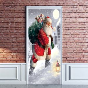 Kerst Creatieve Deur Stickers Glas Raamstickers Houten Deur Muurstickers Deur Muurschildering Muurstickers