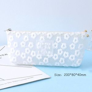 Eenvoudige Kawaii Bloemen Bloem Netto Garen Etui Rits Potlood Gevallen Mooie Pen Tassen Meisje School Supply briefpapier