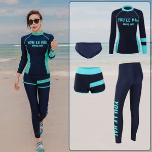 Vrouwen 4 Stuks Lange Mouw Rashguard Upf 50 + Zon Uv Badpak Surf Swim Zip Shirts & Panty Full body Run Yoga Jog Trainingspak Heren