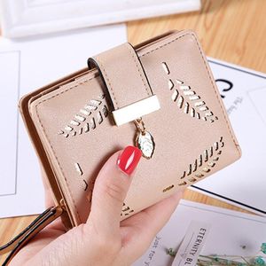 Vrouwen Portemonnee Pu Lederen Tas Vrouw Lange Wallet Gold Hollow Bladeren Pouch Handtas Voor Vrouwen Portemonnee Kaarthouders Clutch