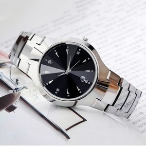 Paar Horloge Vrouwen Mannen Quartz Horloge Zwart Wit Horloge Rvs Man Klok Relogio Masculino Relogio Feminino