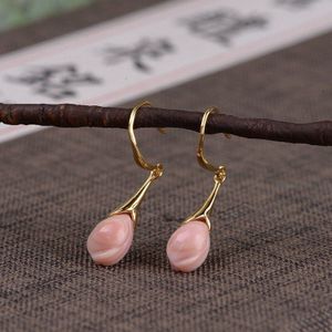 925 Sterling Zilver Roze Shell Magnolia Bloem Ring Oorbellen Ketting Sieraden Sets Vrouwen Originele Handgemaakte Craft Trendy