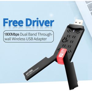 Usb Adapter Dual Band 2.4G/5Ghz Draadloze Wifi Dongle Netwerkkaart Usb 3.0 1800Mbps WiFi6 Adapter voor Windows 7/10/11