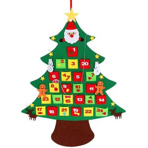 Jaar Kerst Advent Kalender 3D Vilt Diy Kerstboom Kids Toy Muur Opknoping Ornamenten Home Office Decor