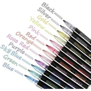 12Pcs Water-Kleur Brush Pen Set Kleur Waterbasis Pen Metallic Markers Verf Pennen Art Glas Verf Schrijven markers Diy 12Ml
