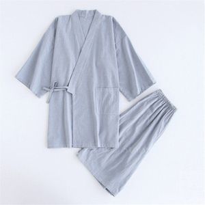 Japanse Kimono Katoenen Pyjama Mannen Samurai Kostuum Badjas Haori Yukata Jinbei Set Nachtkleding Korte Mouw Vrouw Japan Kleding