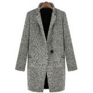 Herfst Winter Vrouwen Effen Kleur Slim Past Vest Warm Thicken Wollen Midi Jas Warme Wollen Jas Vrouwen Lange Jas Winter