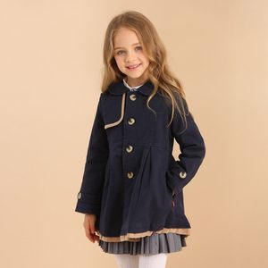 Peuter Baby Trenchcoats Herfst Katoen Kinderen Meisje Kleding Warm Medium-Lange Enkele Breasted Jas Lente Windjack Voor Meisjes