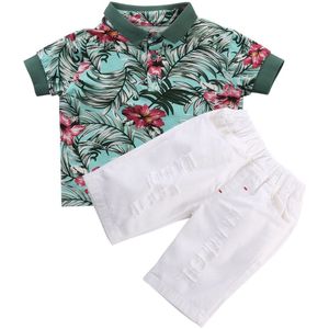 Citgeett Kinderen Kids Jongen Kleding Bloem Shirt Tops + Shorts Outfits Set 2 Stuks Pak Zomer Mode Set Ss