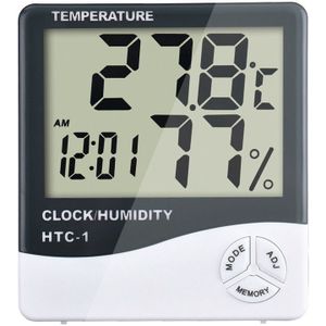 MOSEKO Hoge nauwkeurigheid LCD Digitale Thermometer Hygrometer Weerstation Indoor Elektronische Temperatuur-vochtigheidsmeter Klok HTC-1