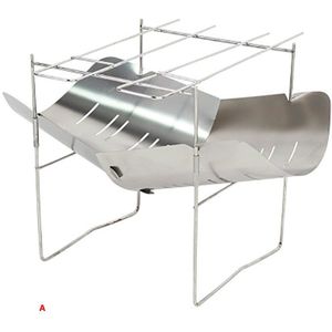 Draagbare Opvouwbare Houtskool Bbq Grill Houder Set Mini Rvs Barbecue Camping Kachel Koken Rack Outdoor Picknick Gear