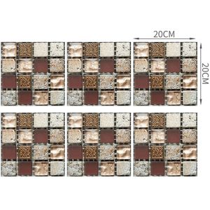 6Pcs Tegels Stickers Zelf Vochtbestendige Oppervlak Bedekt Met Film Lijm Mozaïek Keuken Badkamer Waterdicht Behang