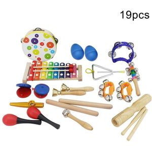 19 stks/set Houten Tamboerijn Xylofoon Zand Hamer Muziek Instrument Onderwijs Speelgoed