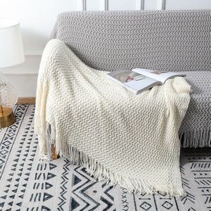 Battilo 100% Acryl Plaid Gooit Deken Super Zacht Kwastje Lichtgewicht Gebreide Deken Decoratieve Bed Deken Gooit Voor Zachte