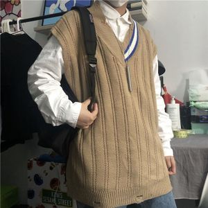 Heren Vest Herfst En Winter V-hals Veelzijdige Mouwloze Losse Knit Top Jongeren Mode Trend Mannen kleding