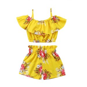 Peuter Baby Kids Meisje Koninklijke Bloemen Strap Tops Shorts Zomer Outfits Set Kleding