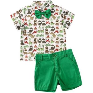 Leuke Dinosaurus Print Kids Baby Boy Kleding Korte Mouw T-shirt Tops + Shorts Broek Outfit Set Casual Baby Kleding set Jongens Pak