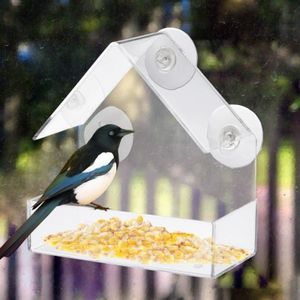 Acryl Clear Huis Venster Vogel Feeder Vogelhuisje Met Zuig Outdoor Tuin Voeden