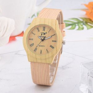 Mannen Vrouwen Quartz Horloge PU Leer Hout Patroon Sport Casual Horloges Relojes masculino Analoge horloges