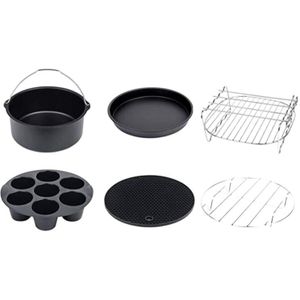 7 Stks/set 8 Inch Lucht Friteuse Accessoires Voor Airfryer 3.8QT-5.8QT Pizza Pan Cake Vat Metalen Rek Houder