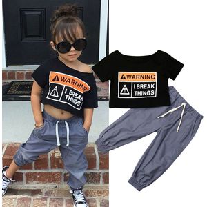 2 STUKS Peuter Kids Baby Meisje Oversized Kleding Sets 2-7Y Crop Tops Lange Broek Outfits Trainingspak