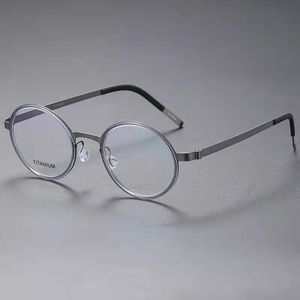 Denemarken Titanium Brilmontuur Mannen Ultralight Retro Ronde Recept Bril Vrouwen Optische Schroefloos Eyewear 9707