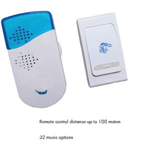 Draadloze Deurbel, Deurbel Kit Die Op 100 Meter Met 1 Ontvanger, 32 Melodieën, Led Flash, Installeren Deurbel Chime