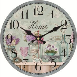 Wonzom Vintage Flowernon-Tikkende Houten Kartonnen Muur Klok Voor Thuis Keuken Kantoor, Stille Sweep Wandklok Voor Decoratieve
