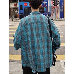 Mannen Student Dunne Aankomst Lente En Herfst Mode Losse Lange Mouwen Mannelijk Overhemd Tiener Jongen Koreaanse Stijl S05