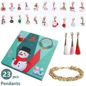 Mode-sieraden Advent Kalender Met 24 Pcs Meisjes Kerstcadeaus Charms Diy Armband Ketting Countdown Kalender Kids Tiener