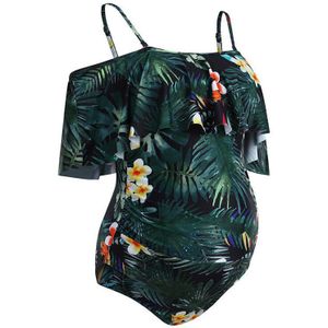 Vrouwen Badmode Zomer Plus Size Moederschap Vrouwen Moederschap Zwangere Ruches Leaf Bikini Badpak Beachwear Pak A1