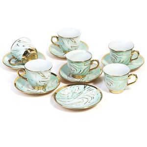 Koffie Porselein - Set van 6 - Mok met Schotel - Kopjes