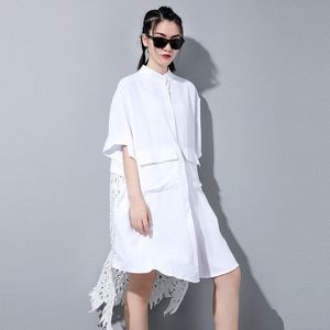 Xitao Zwart Wit Blouse Mode Vrouwen Zomer Enkele Borst Plus Size Godin Fan Casual Stijl Losse Shirt DZL1362