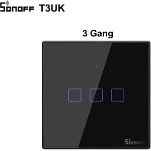 SONOFF T3UK TX Smart Wifi Muur Touch Schakelaar Zwart Met Grens Smart Home 1/2/3 Gang 433 RF Afstandsbediening Werkt Met Alexa IFTTT