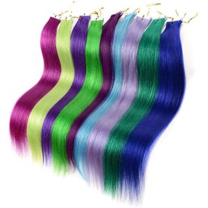 55cm Pruik stuk Gekleurde Highlight Synthetische Hair Extensions Clip In 1PC Kleurrijke Strips Lange Steil Haar Stuk Voor vrouwen Meisje