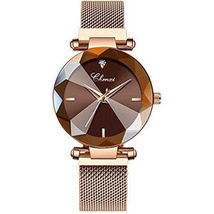 Mode Vrouwen Rose Goud Horloge Japan Quartz Rvs Magnetische Mesh Band Waterdicht Dames Horloges